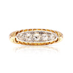 Luxury Jewelry Vintage Design Golden Round Cut White Sapphire Half Eternity Wedding Band For Women