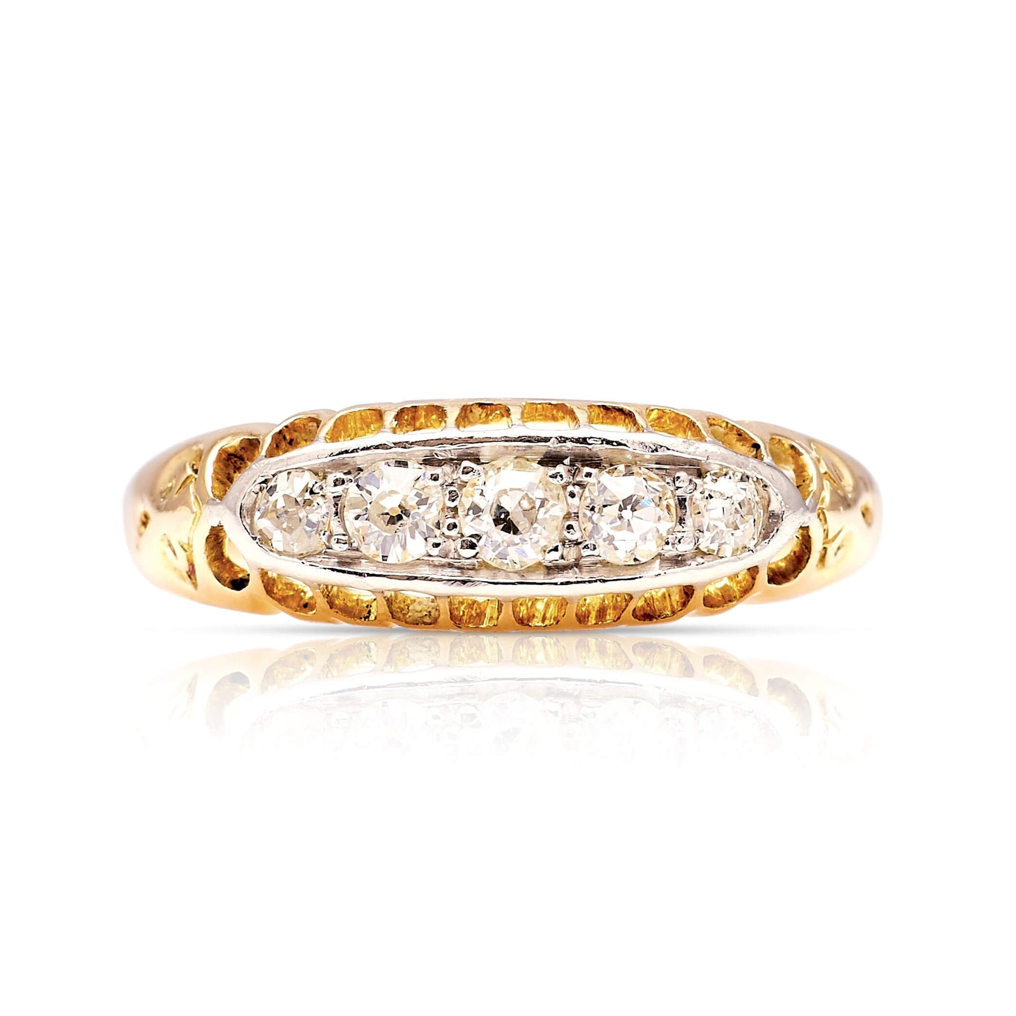 Luxury Jewelry Vintage Design Golden Round Cut White Sapphire Half Eternity Wedding Band For Women
