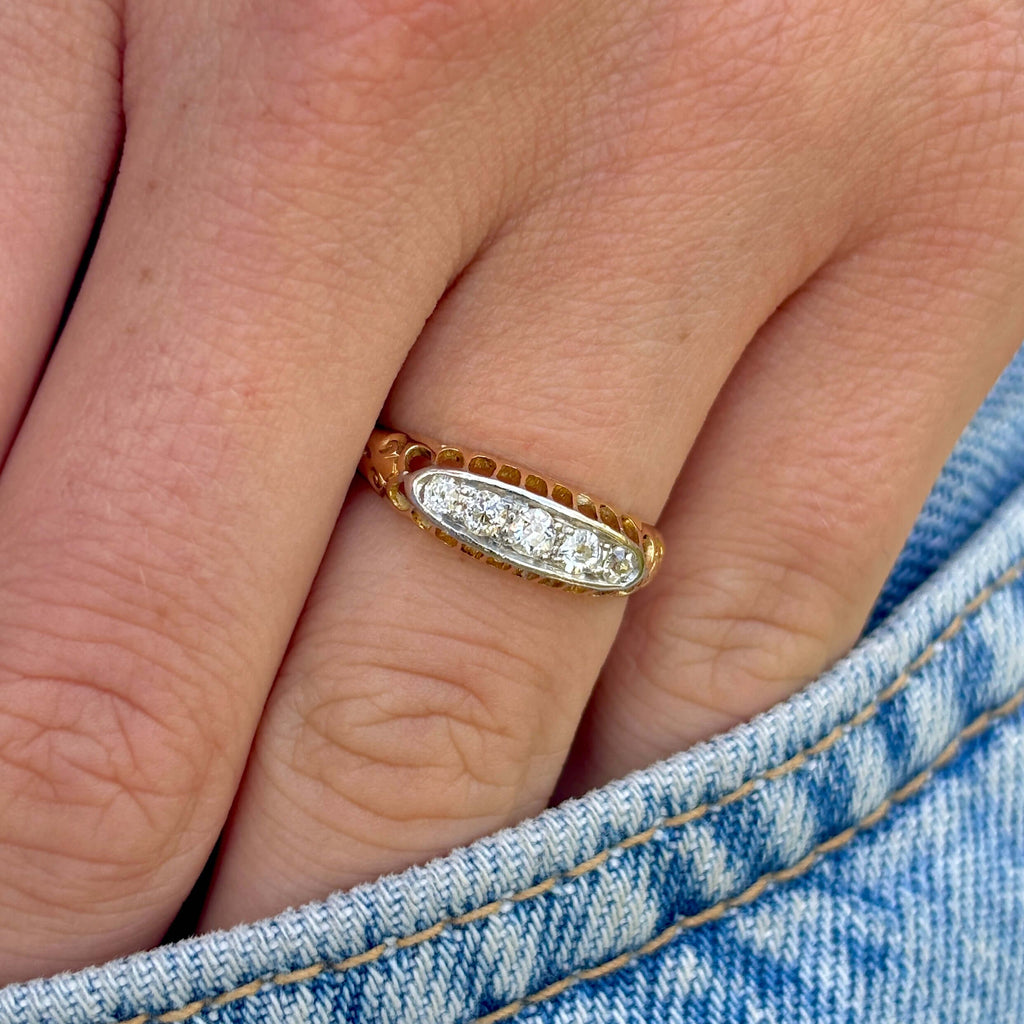 Luxury Jewelry Vintage Design Golden Round Cut White Sapphire Half Eternity Wedding Band For Women