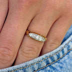 Luxury Jewelry Vintage Design Golden Round Cut White Sapphire Half Eternity Wedding Band For Women