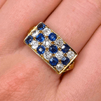 Luxury Jewelry Golden Antique Design Round Cut Blue & White Sapphire Half Eternity Wedding Band For Women