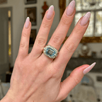 Luxury Jewelry Two Tone Antique Design Emerald Cut Aquamarine Sapphire Engagement Rings