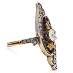 Luxury Jewelry Two Tone Art Nouveau Design Round Cut White Sapphire Engagement Rings