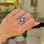 Luxury Jewelry Two Tone Art Nouveau Design Round Cut White Sapphire Engagement Rings