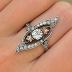 Luxury Jewelry Two Tone Art Nouveau Design Round Cut White Sapphire Engagement Rings