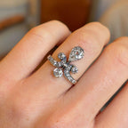 Luxury Jewelry Two Tone Vintage Design Pear & Round Cut White Sapphire Engagement Rings