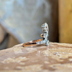 Luxury Jewelry Two Tone Vintage Design Pear & Round Cut White Sapphire Engagement Rings