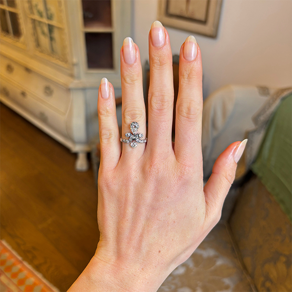 Luxury Jewelry Two Tone Vintage Design Pear & Round Cut White Sapphire Engagement Rings