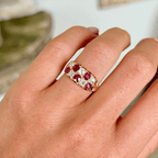 Luxury Jewelry Vintage Design Golden Cushion Cut Ruby & White Sapphire Half Eternity Wedding Band For Women