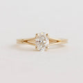 Luxury Jewelry Golden Solitaire Oval Cut White Sapphire Engagement Rings