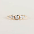 Luxury Jewelry Golden Five Stone Round Cut White Sapphire Engagement Rings