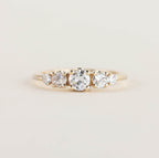 Luxury Jewelry Golden Five Stone Round Cut White Sapphire Engagement Rings