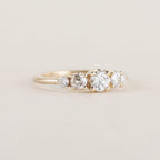 Luxury Jewelry Golden Five Stone Round Cut White Sapphire Engagement Rings