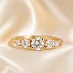 Luxury Jewelry Golden Five Stone Round Cut White Sapphire Engagement Rings