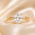 Luxury Jewelry Vintage Design Solitaire Golden Cushion Cut White Sapphire Engagement Rings