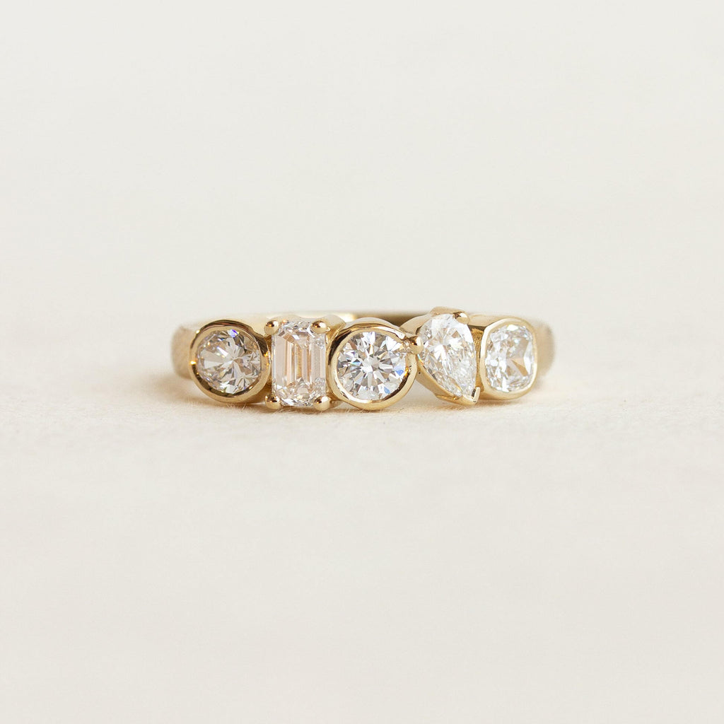 Luxury Jewelry Vintage Design Golden Mix Cut White Sapphire Half Eternity Wedding Band For Women