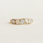 Luxury Jewelry Vintage Design Golden Mix Cut White Sapphire Half Eternity Wedding Band For Women