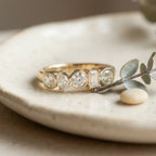 Luxury Jewelry Vintage Design Golden Mix Cut White Sapphire Half Eternity Wedding Band For Women