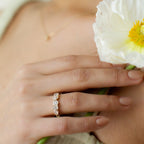 Luxury Jewelry Vintage Design Golden Mix Cut White Sapphire Half Eternity Wedding Band For Women