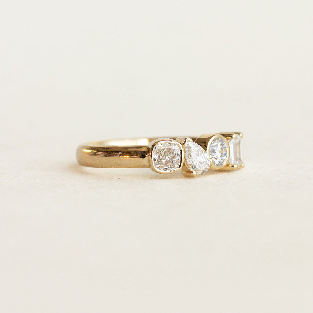 Luxury Jewelry Vintage Design Golden Mix Cut White Sapphire Half Eternity Wedding Band For Women