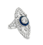 Luxury Jewelry Art Deco Blue Halo Round Cut White Sapphire Engagement Rings