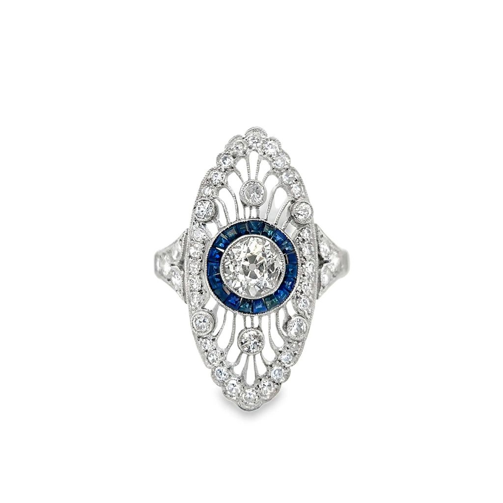 Luxury Jewelry Art Deco Blue Halo Round Cut White Sapphire Engagement Rings