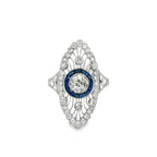 Luxury Jewelry Art Deco Blue Halo Round Cut White Sapphire Engagement Rings