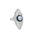 Luxury Jewelry Art Deco Blue Halo Round Cut White Sapphire Engagement Rings