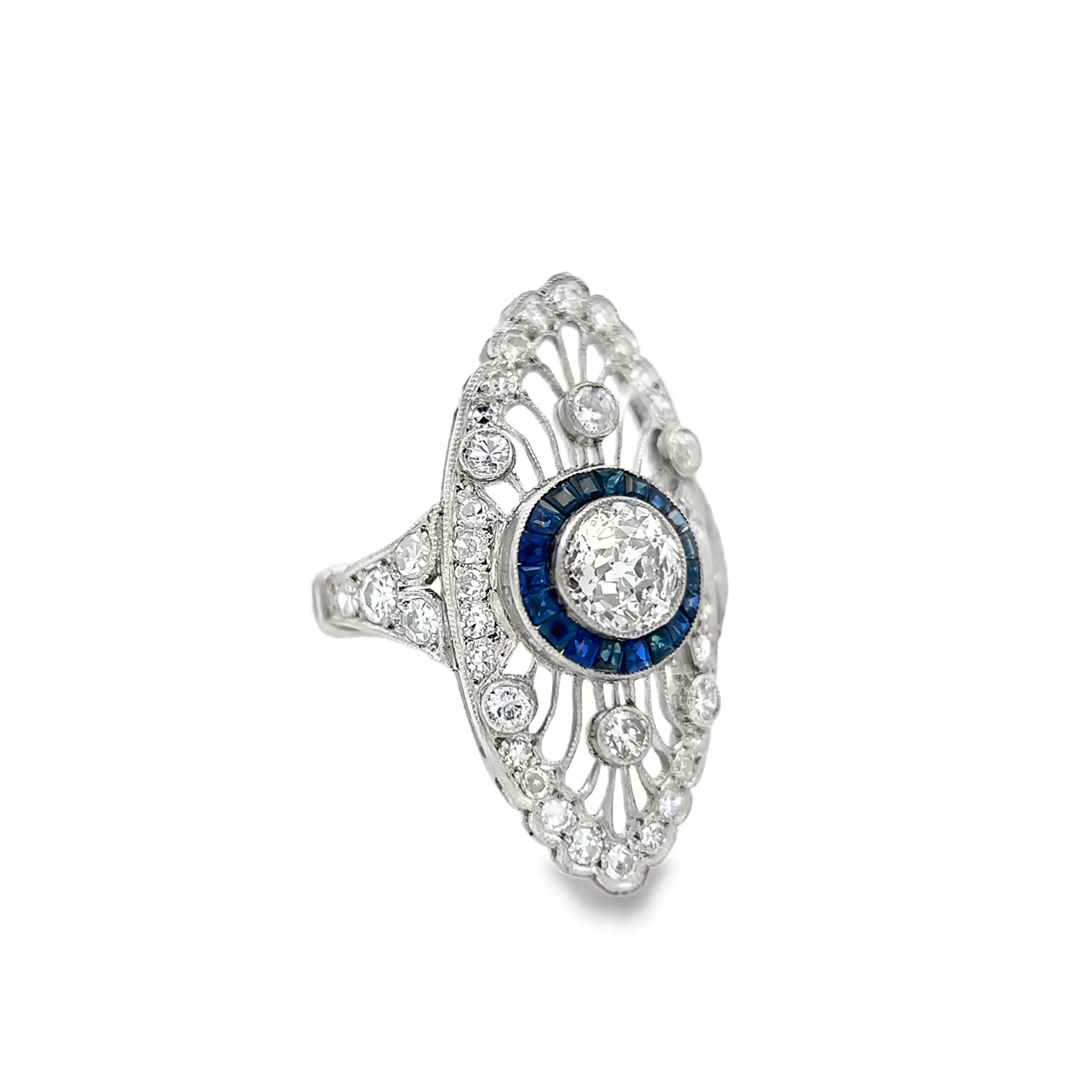 Luxury Jewelry Art Deco Blue Halo Round Cut White Sapphire Engagement Rings