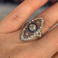 Luxury Jewelry Art Deco Blue Halo Round Cut White Sapphire Engagement Rings