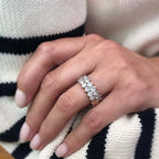 Luxury Jewelry Classic Double Row Round Cut White Sapphire Eternity Wedding Bands