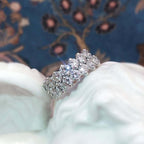 Luxury Jewelry Classic Double Row Round Cut White Sapphire Eternity Wedding Bands
