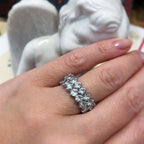 Luxury Jewelry Classic Double Row Round Cut White Sapphire Eternity Wedding Bands