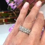 Luxury Jewelry Classic Double Row Round Cut White Sapphire Eternity Wedding Bands