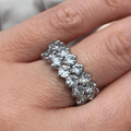 Luxury Jewelry Classic Double Row Round Cut White Sapphire Eternity Wedding Bands