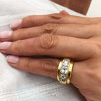 Luxury Jewelry Two Tone Cushion Cut White Sapphire Half Eternity Wedding Band For Women