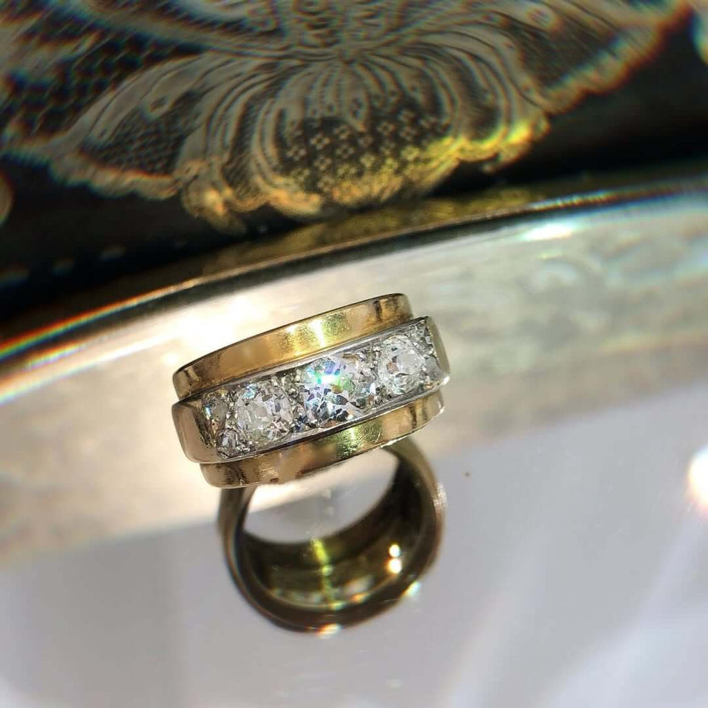 Luxury Jewelry Two Tone Cushion Cut White Sapphire Half Eternity Wedding Band For Women