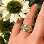 Luxury Jewelry Two Tone Cushion Cut White Sapphire Half Eternity Wedding Band For Women