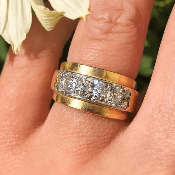 Luxury Jewelry Two Tone Cushion Cut White Sapphire Half Eternity Wedding Band For Women