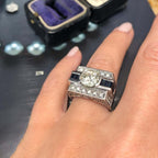 Luxury Jewelry Art Deco Round Cut White & Blue Sapphire Engagement Rings