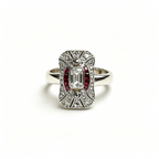 Luxury Jewelry Art Deco Halo Emerald Cut White Sapphire Engagement Rings