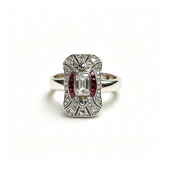 Luxury Jewelry Art Deco Halo Emerald Cut White Sapphire Engagement Rings