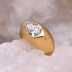 Luxury Jewelry Solitaire golden Pear Cut White Sapphire Engagement Rings