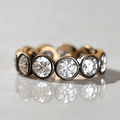 Luxury Jewelry Classic Two Tone Bezel Round Cut White Sapphire Eternity Wedding Bands