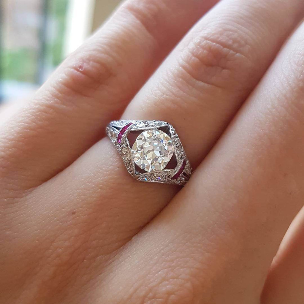 Luxury Jewelry Art Deco Halo Cushion Cut White Sapphire Engagement Rings
