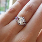Luxury Jewelry Art Deco Halo Cushion Cut White Sapphire Engagement Rings