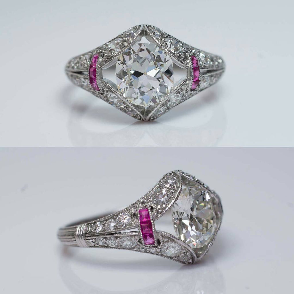 Luxury Jewelry Art Deco Halo Cushion Cut White Sapphire Engagement Rings