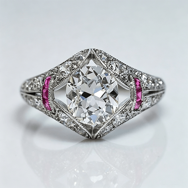 Luxury Jewelry Art Deco Halo Cushion Cut White Sapphire Engagement Rings