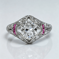 Luxury Jewelry Art Deco Halo Cushion Cut White Sapphire Engagement Rings