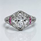 Luxury Jewelry Art Deco Halo Cushion Cut White Sapphire Engagement Rings